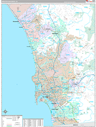 Greater San Diego Metro Area Wall Map Premium Style 2026